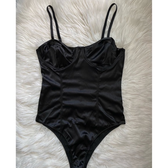 Black Satin Bodysuit - Picture 2 of 4